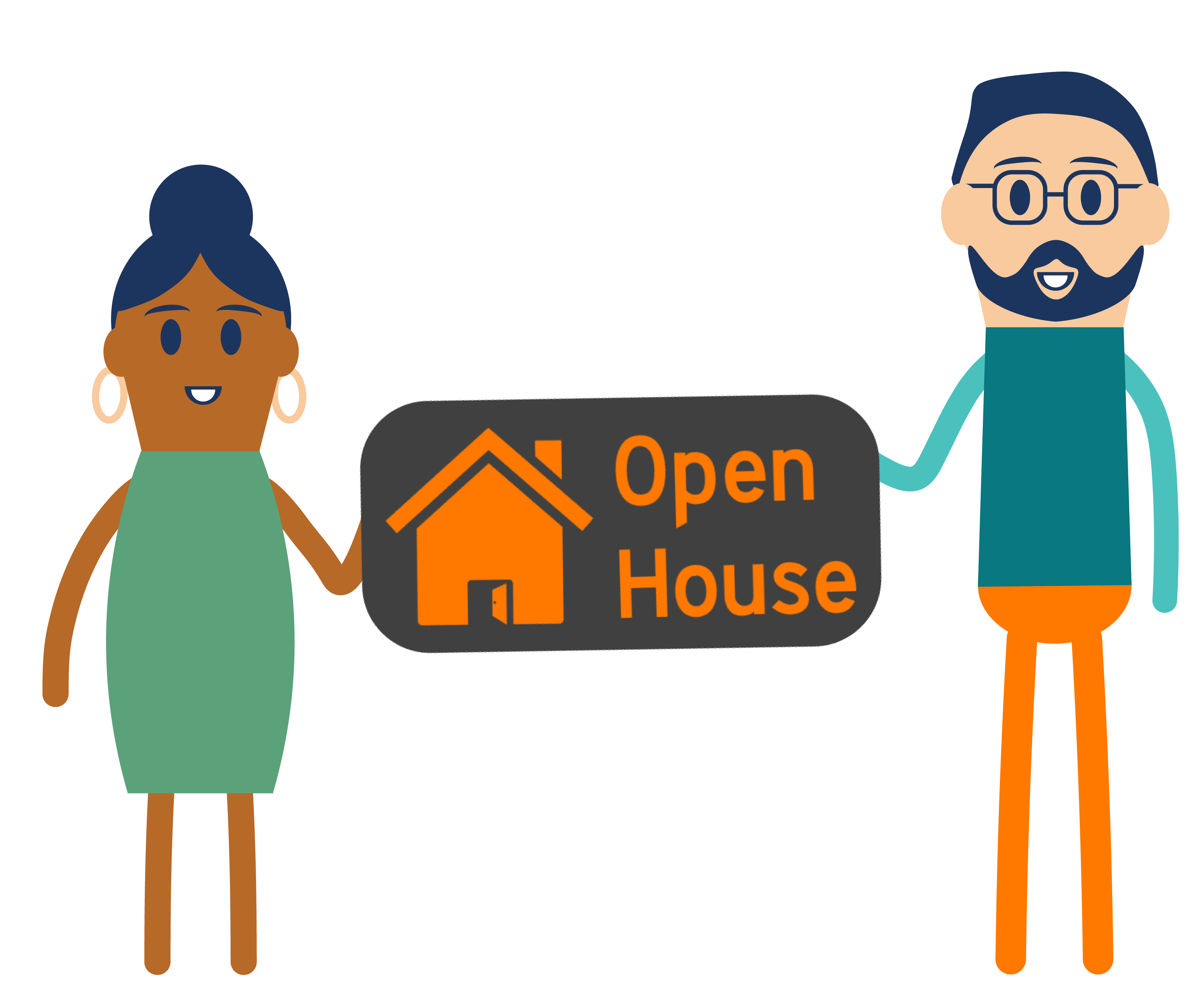 icon showing two people holding an open house sign