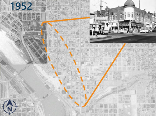 Aerial: Rose Quarter area in 1952.