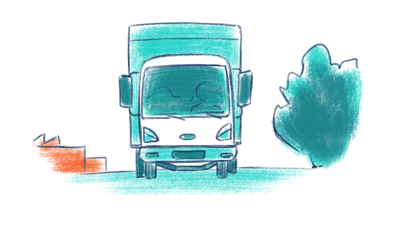 Drawing: truck on road