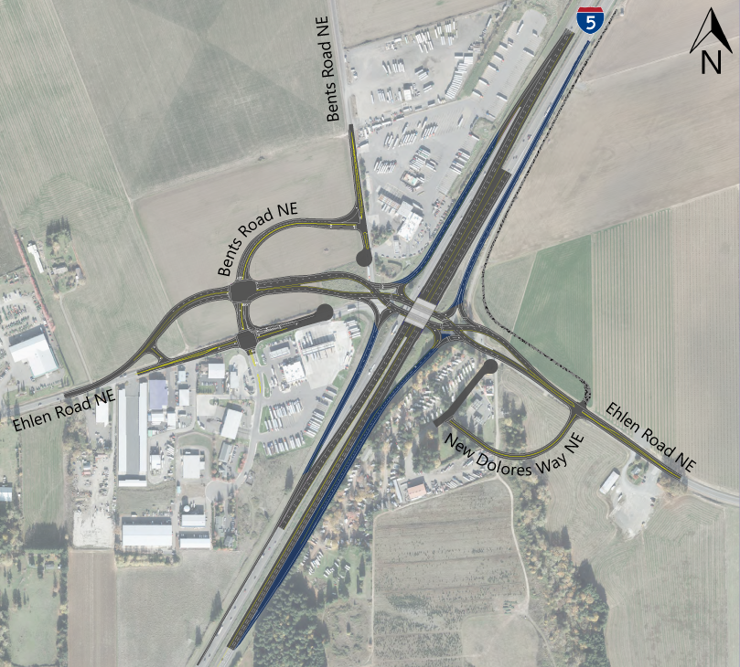 Graphic of Phase 2 construction with the on and off-ramps highlighted