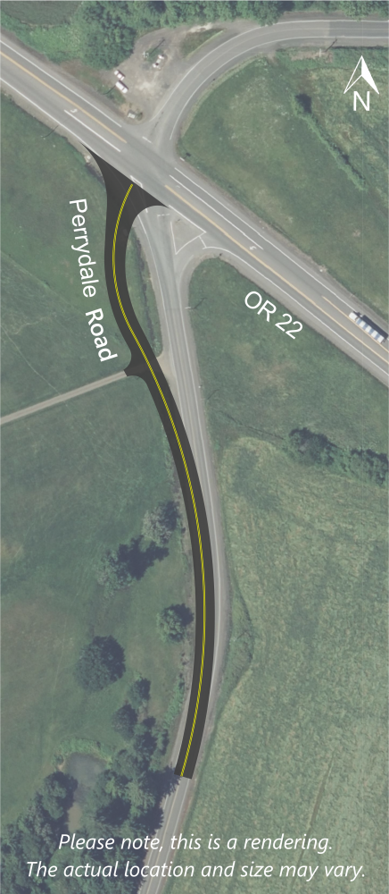 aerial view of the Perrydale Road and OR 22 intersection design