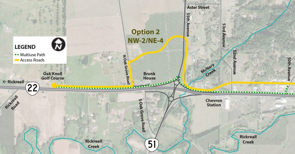map of Option 2 (NW-2/NE-4) for the north access road