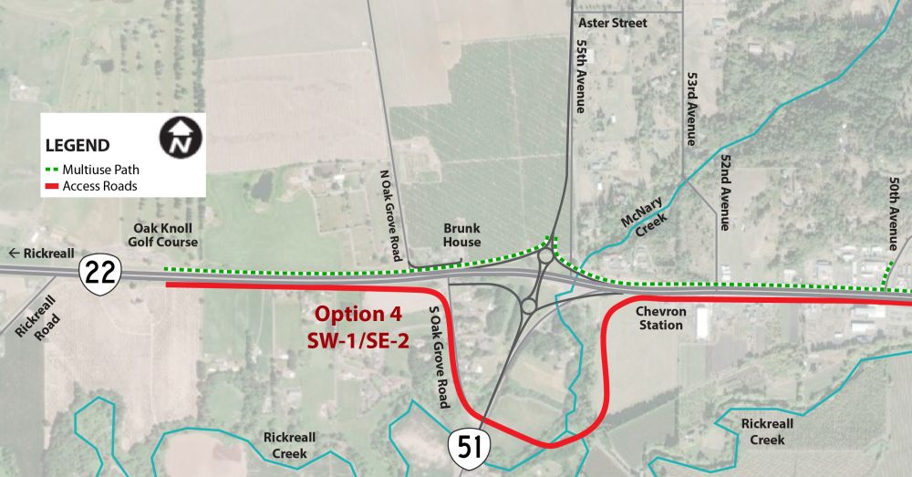 map of Option 4 (SW-1/SE-2) for the south access road