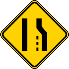 lane reduction sign