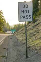 photo of a do not pass sign on OR 6