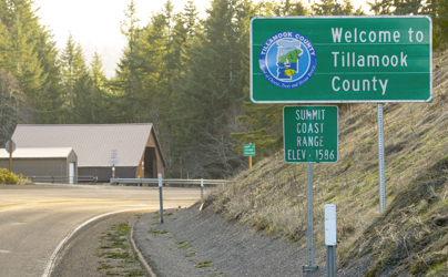photo of Welcome to Tillamook County Sign on OR 6