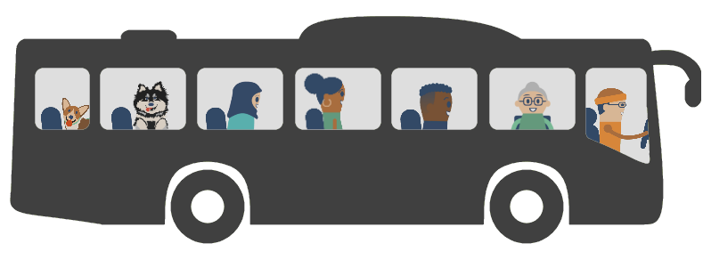 icon showing people riding public bus