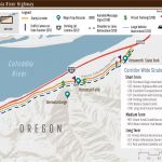This map shows the locations of short, medium and long-term recommendations between Oneonta Gorge and Ainsworth State Park.}